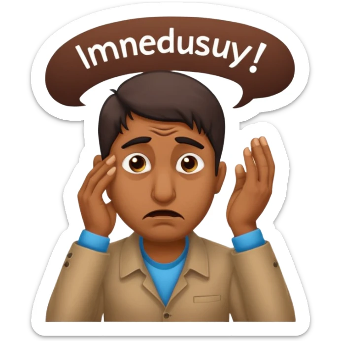 A caricature-style sticker of an Indian man facepalming with frustration but still looking humorous. Add text: ‘Seriously??’ sticker
