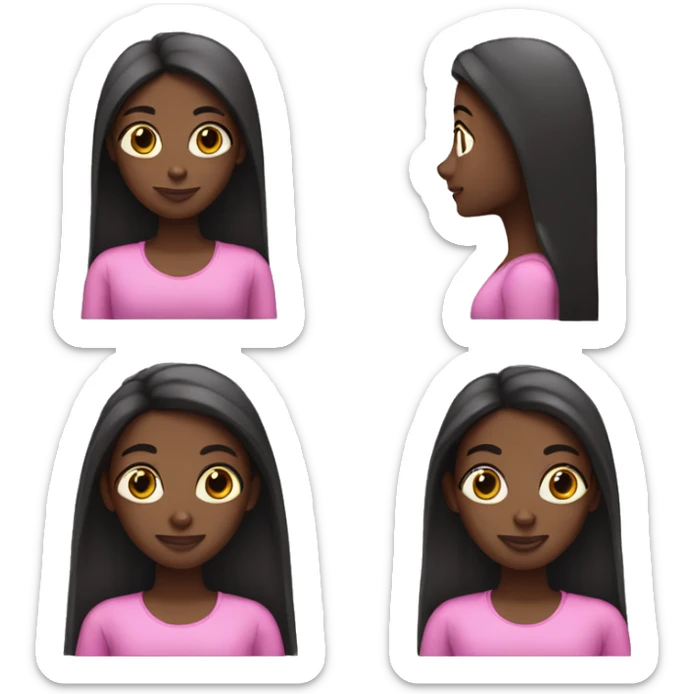 dark skinned girl with long straight hair pink Pilates princess sticker