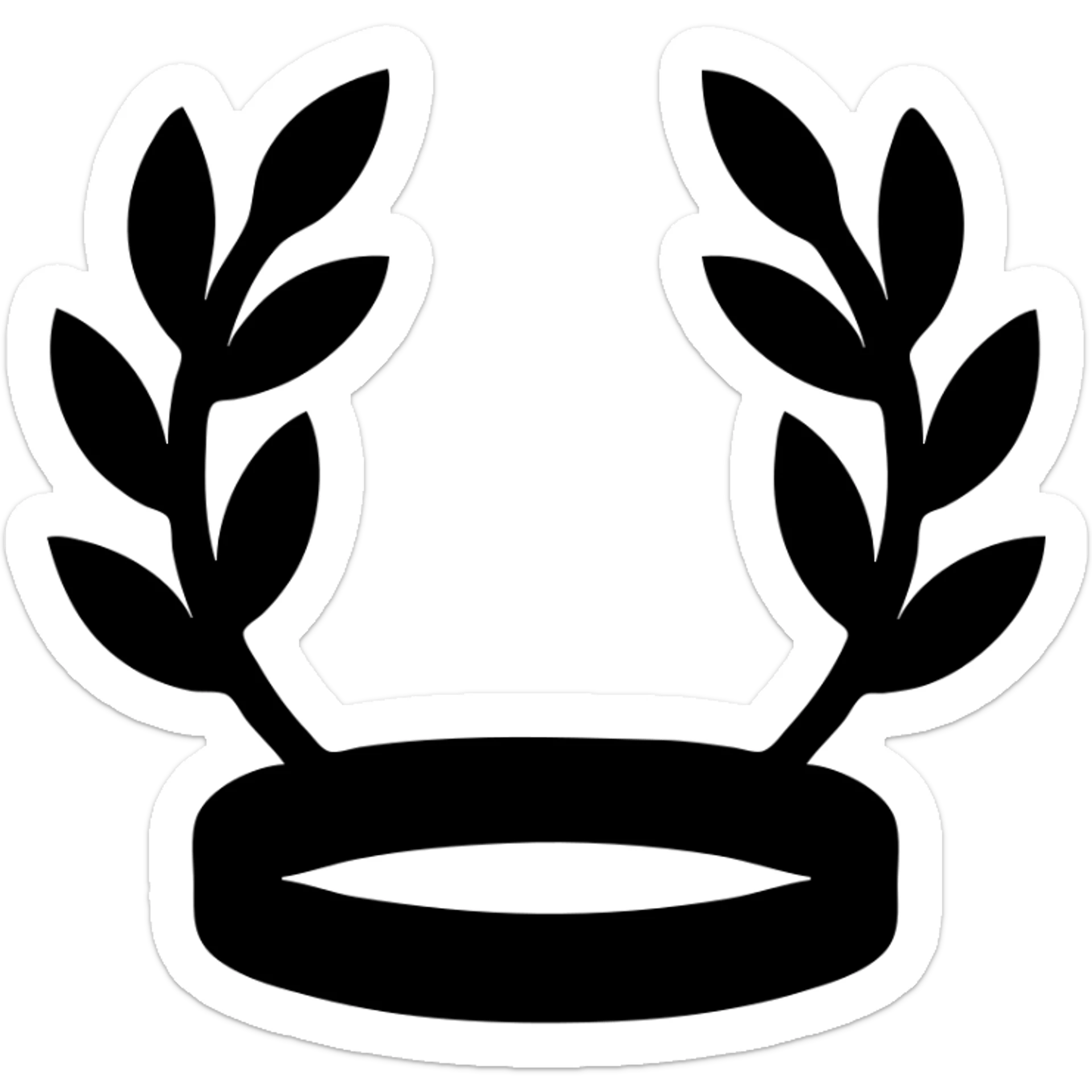 minimal icon of a Greek god crown with some perspective in silver color sticker
