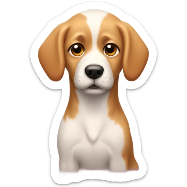 perro con cabello rubio, un lazo rosado a la derecha ubicado en la cabeza, que tenga un pollo en la boca sticker