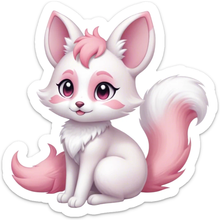 Kawaii bright fantasy ethereal anthro fursona animal with a tufted tail and round ears sticker