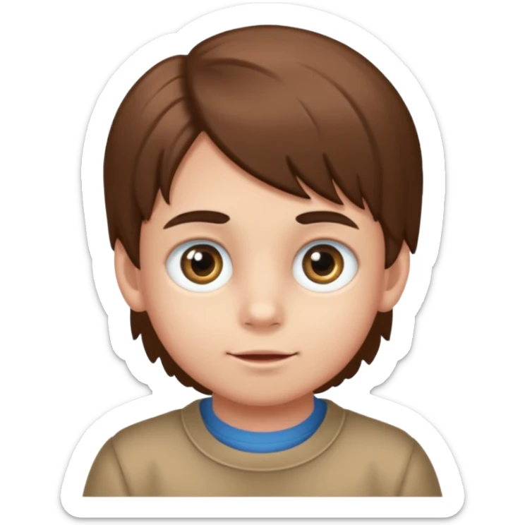 QUIERO QUE ME HAGAS A UN NIÑO DE 6 AÑOS, TIENE LA MELENITA UN POCO LARGA, LA CARITA ESTRECHA Y MOFLETES MUY BONITOS, OJOS MARRONES Y IEL CLARA sticker