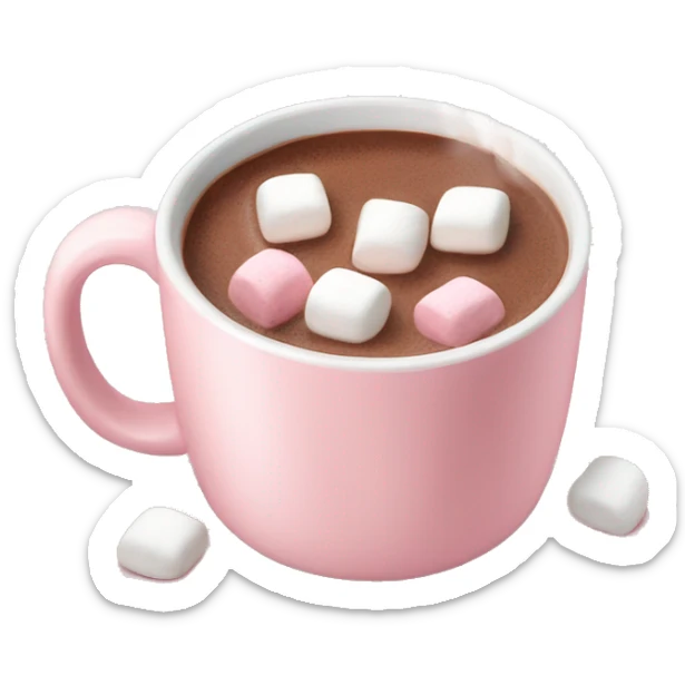 Light Pink mug of hot chocolate with marshmallows  sticker