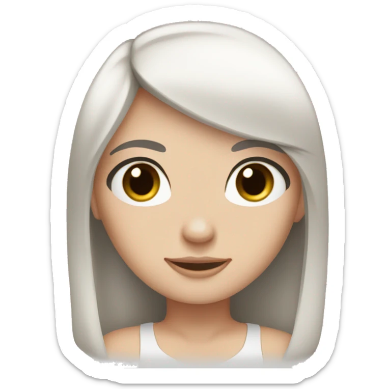 white girl straight black hair, with brown eyes and long dark hair sticker