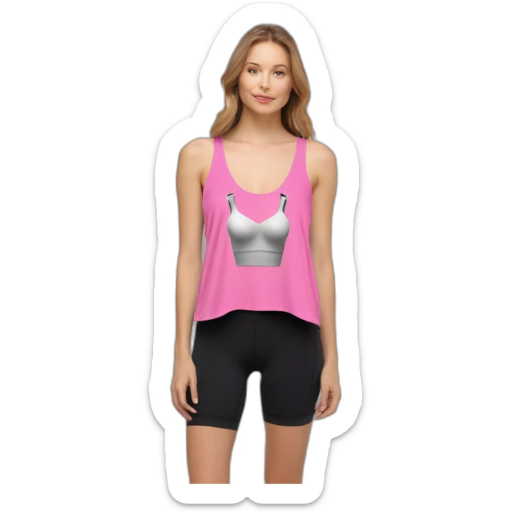 A dress form is adorned with a pink women's cropped sports tank top sticker