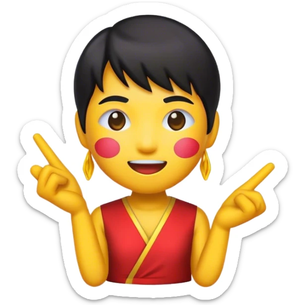 Cinematic Realistic V-pop Music Pop Culture Emoji, showcasing a modern, energetic representation of Vietnamese pop culture rendered with vivid textures and dynamic, colorful lighting. sticker