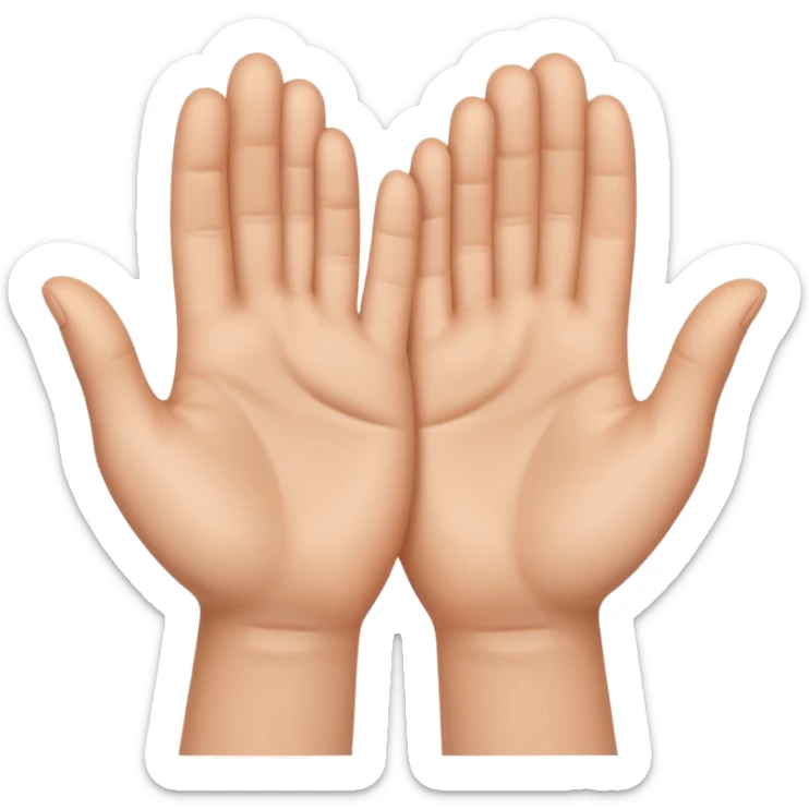 Emoji icon of open hands facing up, soft realistic skin texture, smooth shading, minimal details, centered composition sticker