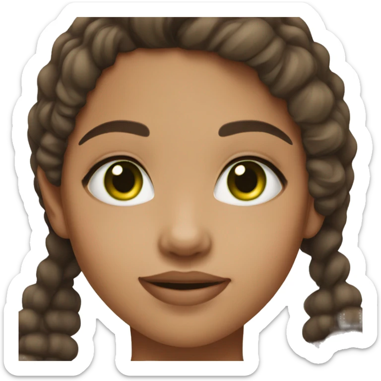 mixed lightskin girl with brown hair and green eyes and a gap between the 2 front teeth sticker