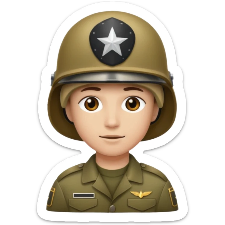 slack style emoji simple smile 🙂 :simple_smile:

add a military 🪖 :military_helmet:  on his head sticker