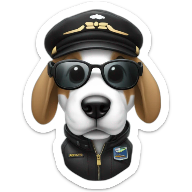 snoopy blanco totalmente con lentes negros y gorra de piloto aviador sticker