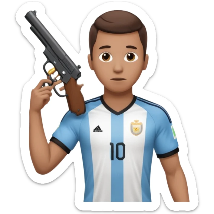 haz un turro con una biszera para atras y con un arma remera argentina pero arma de fuego sticker
