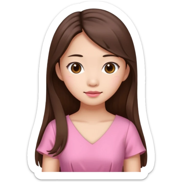 asian girl with long brown hair and fair skin wearing pink dress sticker