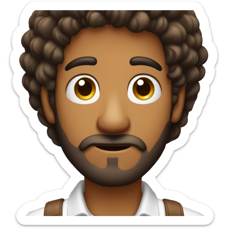 um homem branco de cabelo marrom  olhos marrom sorrindo com barba cablo curto um pouco gordo acenando  sticker