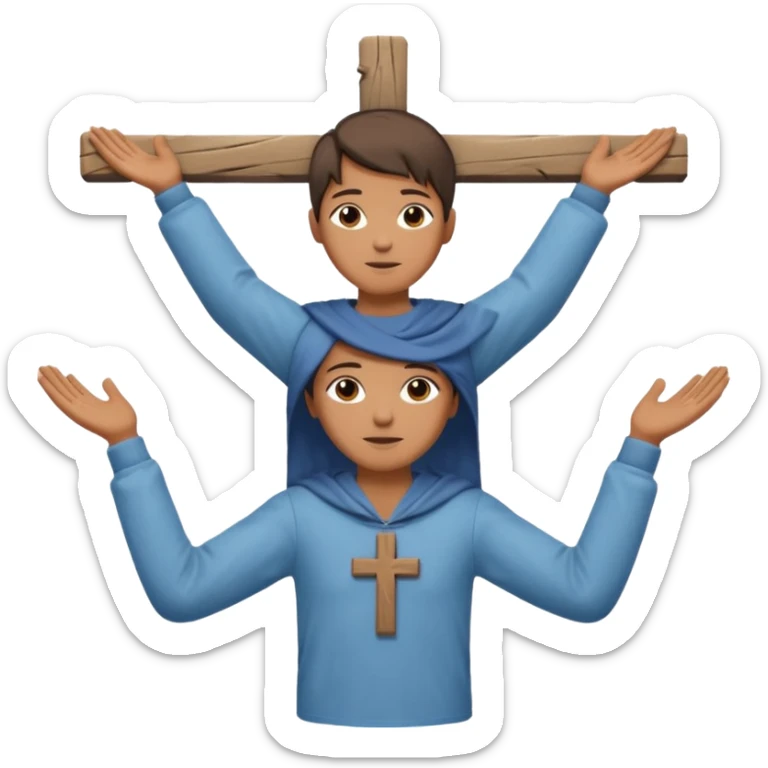 Una persona con los vrazos estirados hacia ambos lados vestido y en forma de cruz sticker