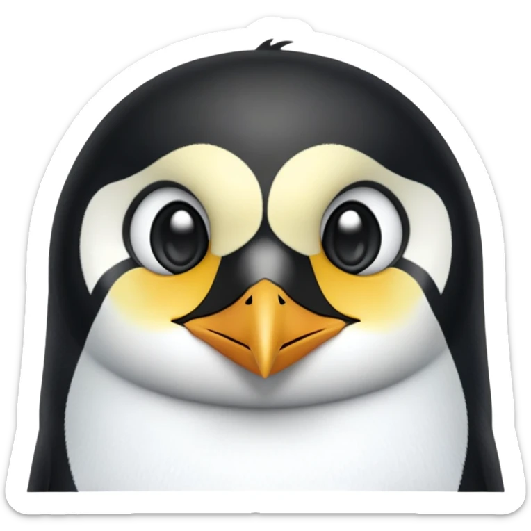 cinematic-adult-emperor-penguin-portrait-emoji,-head-tilted-playfully-and-inquisitively,-with-glossy,-pristine-plumage,-sparkling-eyes-filled-with-curiosity,-simplified-yet-irresistibly-adorable-features, black face sticker