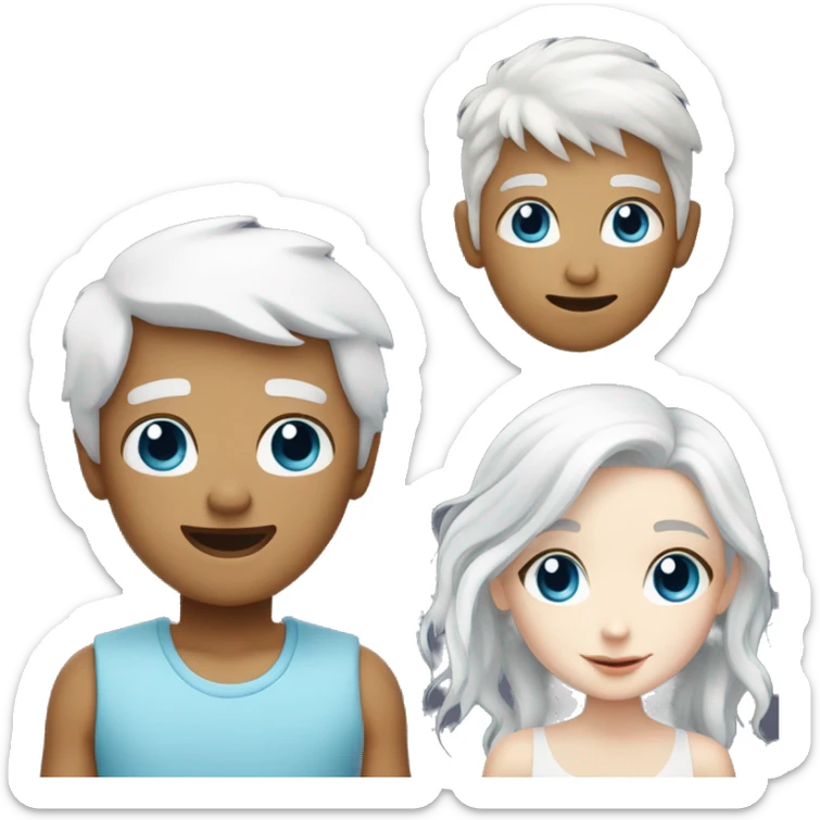 Boy with white hair and white skin and girl with blue eyes and white hair and white skin sticker