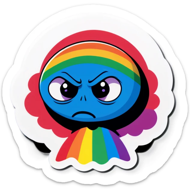 Big fart with rainbow flag in it coming out of a blue man’s eyes sticker
