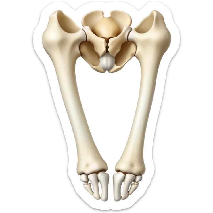 human knee bones, anatomical view showing femur, tibia, fibula, and patella sticker
