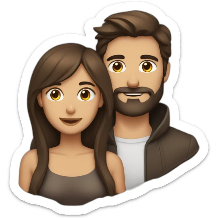 Femme brune et homme chauve avec une barbe brune sticker