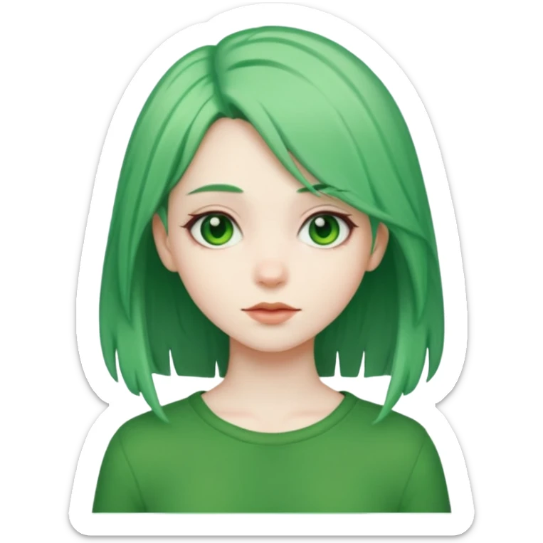 a girl of nature green hair and it shows her whole body sticker