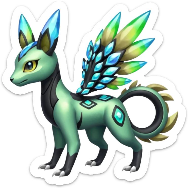  Exotic Meloetta-Zygarde-Zeraora-Protogen-Palkia-hybrid-fusion-Fakémon-creature, full body sticker