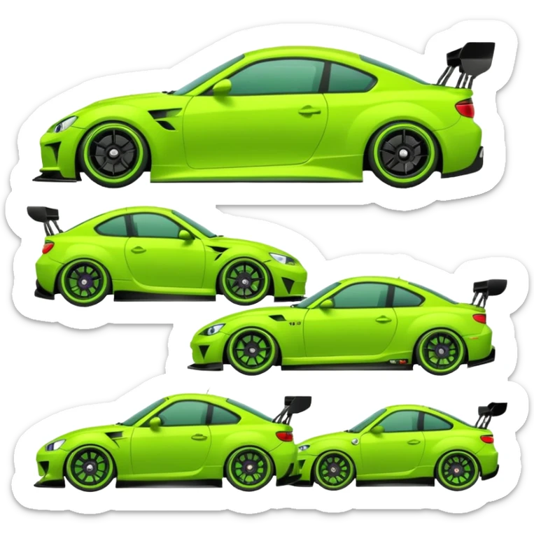 Emoji pack for R2 motorsport company, drift builds, motorsport parts, lime theme, just text on image sticker