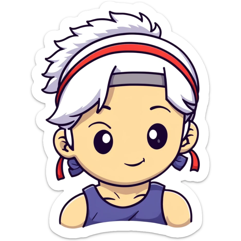 Tengen Uzui with a smirk, Sound Hashira from Demon Slayer, white hair, headband, muscular sticker