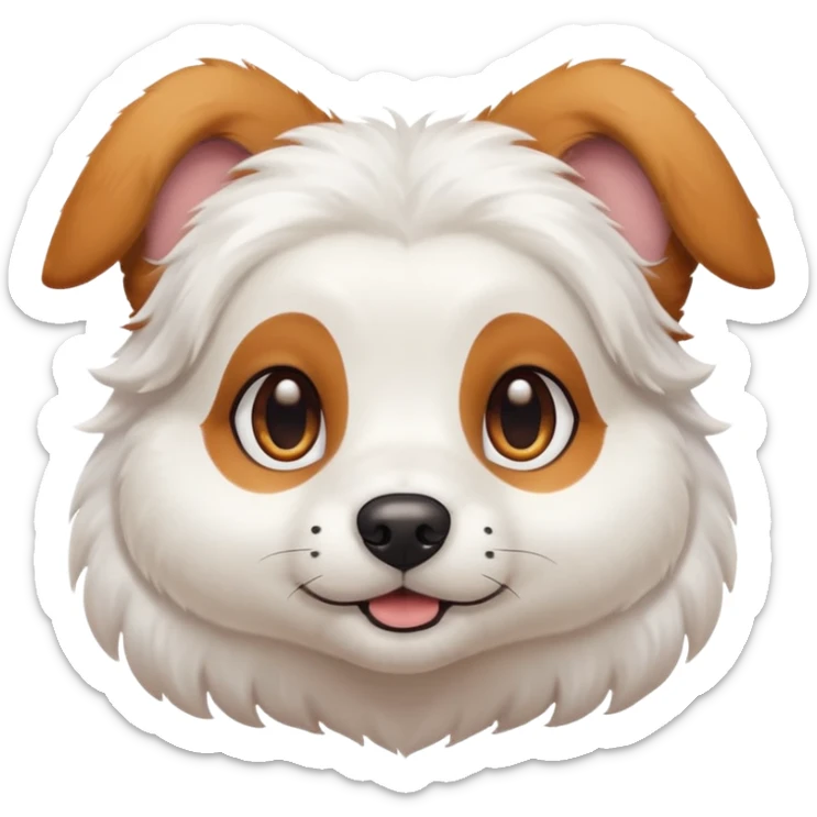 White dog with brown eyes and some long white body and white ears with brown spots curved on the sides sticker