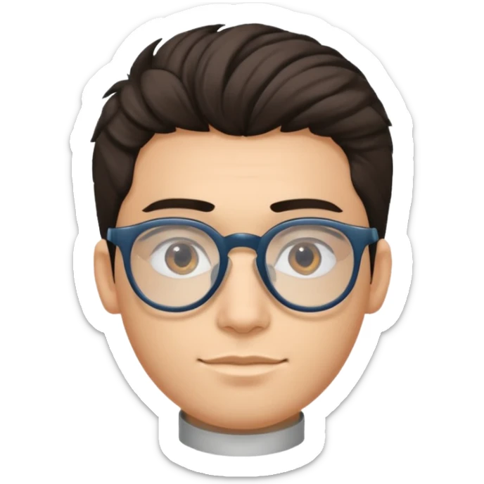 Erstelle mir eine Emoji von einem Jungen. Herkunft: Südamerika, Jung und Gutaussehend, mit durchsichtiger Brille und anderer Frisur  sticker