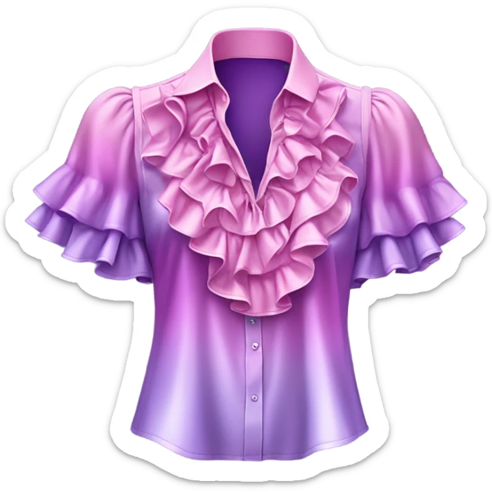 Realistic isolated  view of metallic pink color and pastel purple ombre  ruffle blouse.  sticker