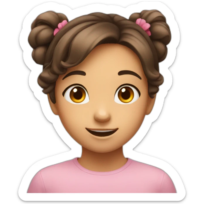 cute girl's face, expressive eyes, and a charming smile, hinting at a gentle voice. sticker