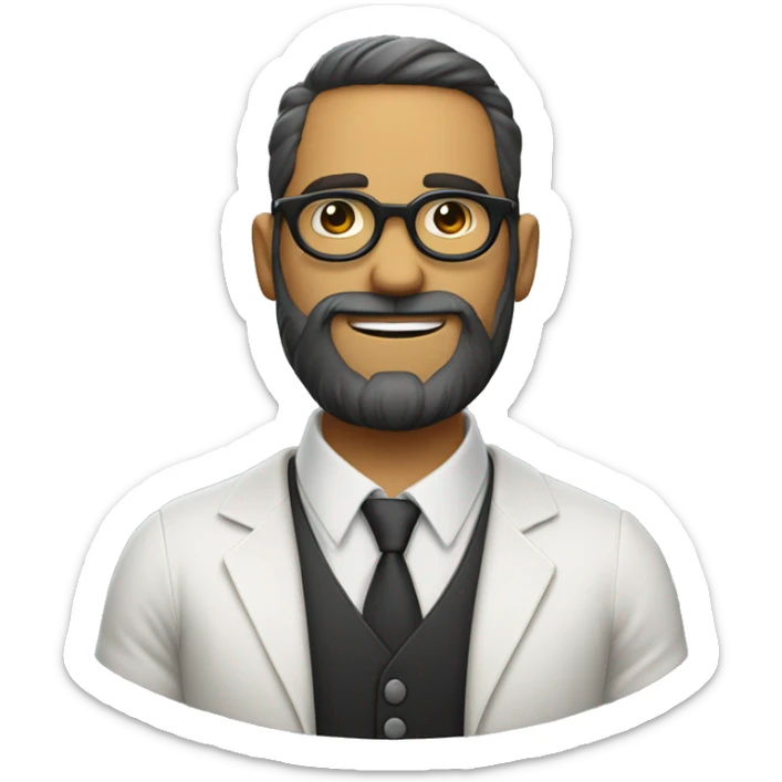 hombre con rodete, lentes circulares y barba, vestido con ropa ubana sticker