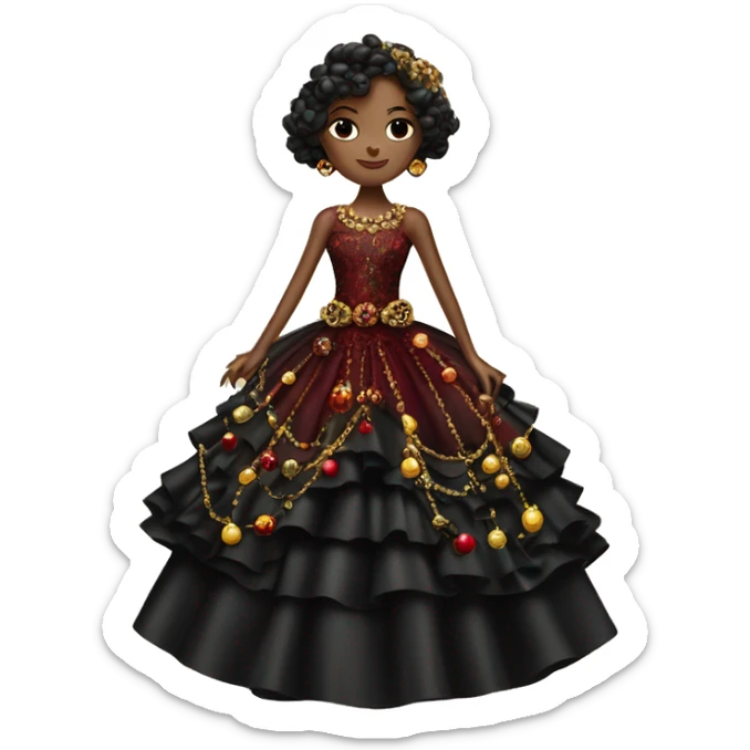 Dolce and Gabbana dark dress with colourful ornament dark red black and golden detais  sticker