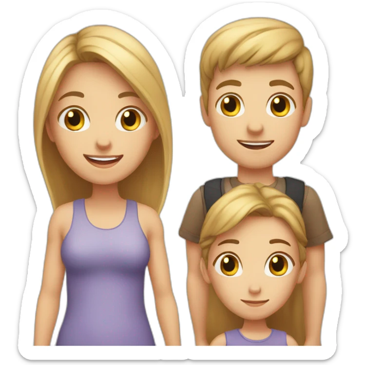 White Family with 3 kids, a 5 year old boy, a 3 year old boy and a 1 year old daughter  sticker