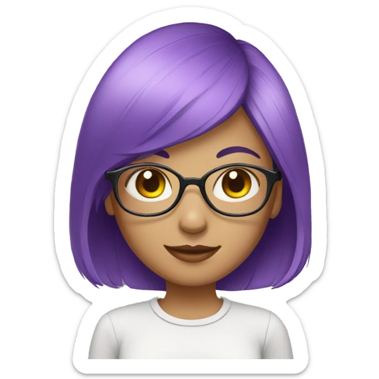 Girl-with-short-and-purple-hair-with-white-framed-glasses sticker