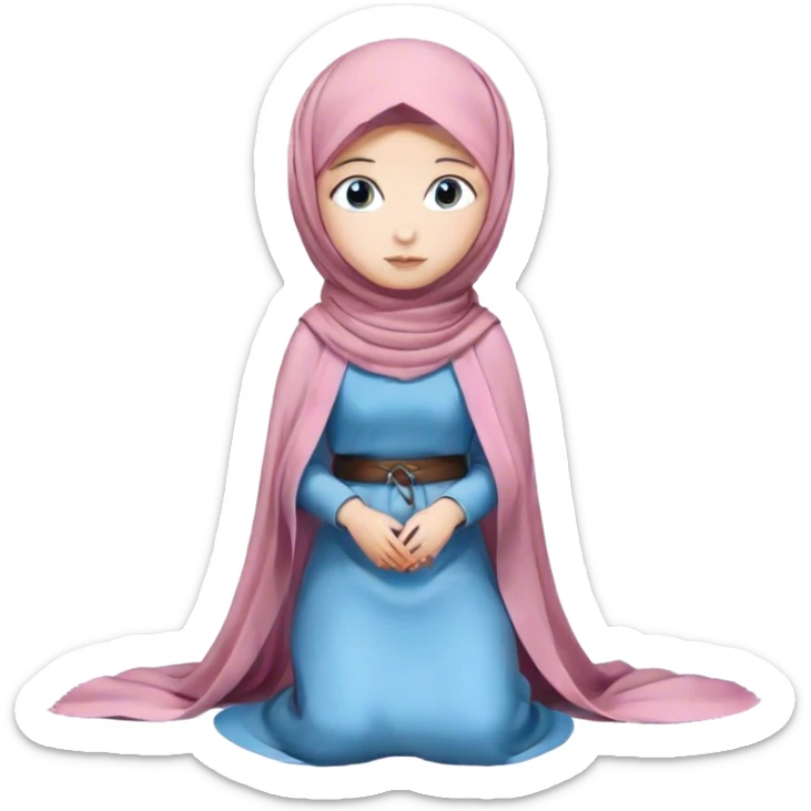 Turkish beautiful finish Konya girl blue eyes with hijab and sakura dress long tailed on the floor  sticker