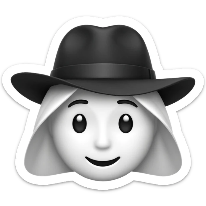 créer un emoji farfadet en noir et blanc, en traçant que les contours, sans pot de pièces dans la main et avec un trèfle à 4 feuilles sur le chapeau sticker