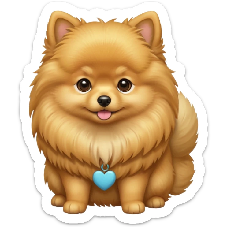 Create a golden pomeranian, all cute and adorable entire  only face and body  sticker