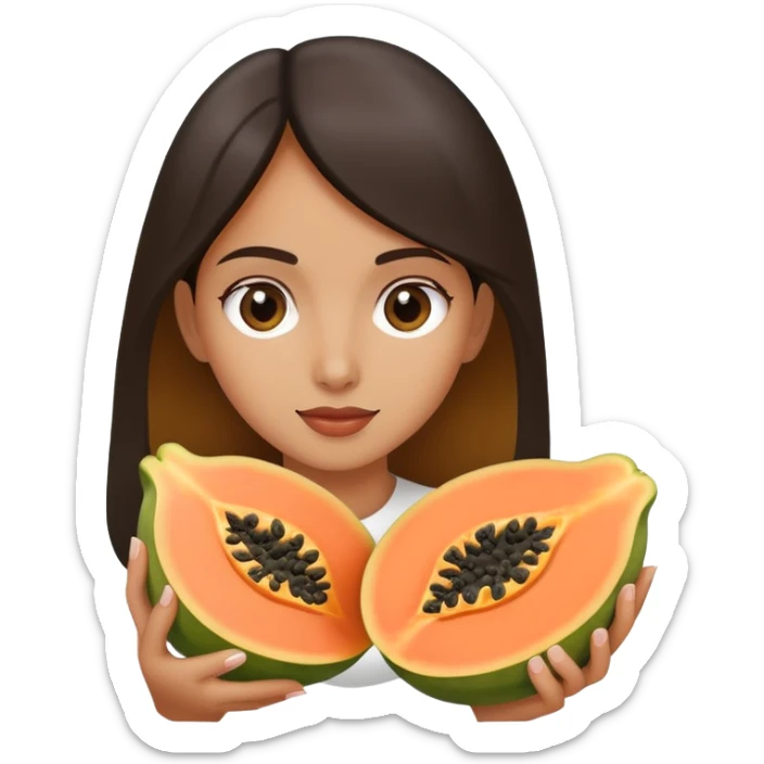 Beautiful body of  Girl beautiful body holding one half of papaya sliced in half sticker