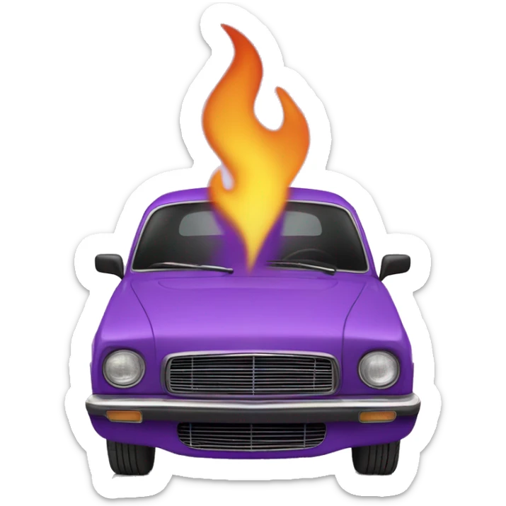 Purple Flammes in the background and and car in the middle sticker