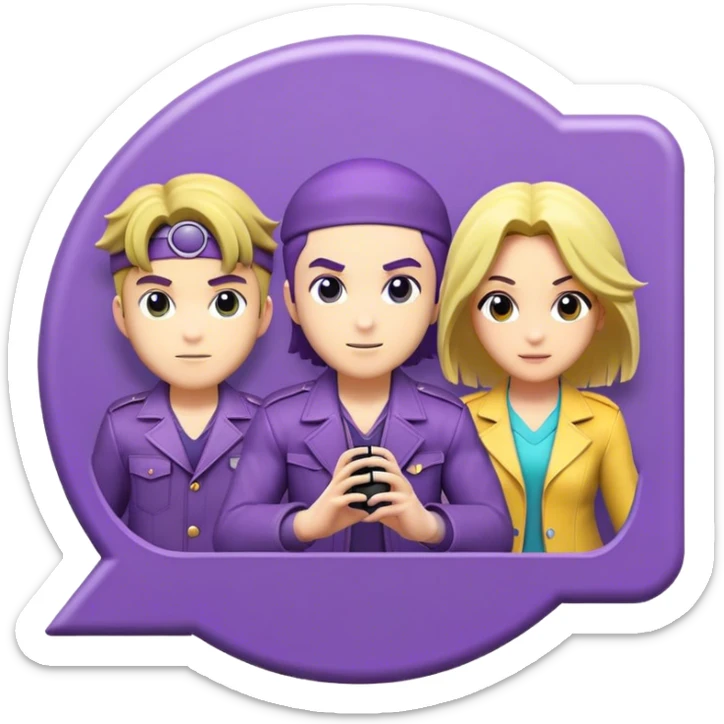 Crea un badge para Twitch de los personajes principales de jojos en 3 dimensiones 18x18 36x36 72x72 sticker