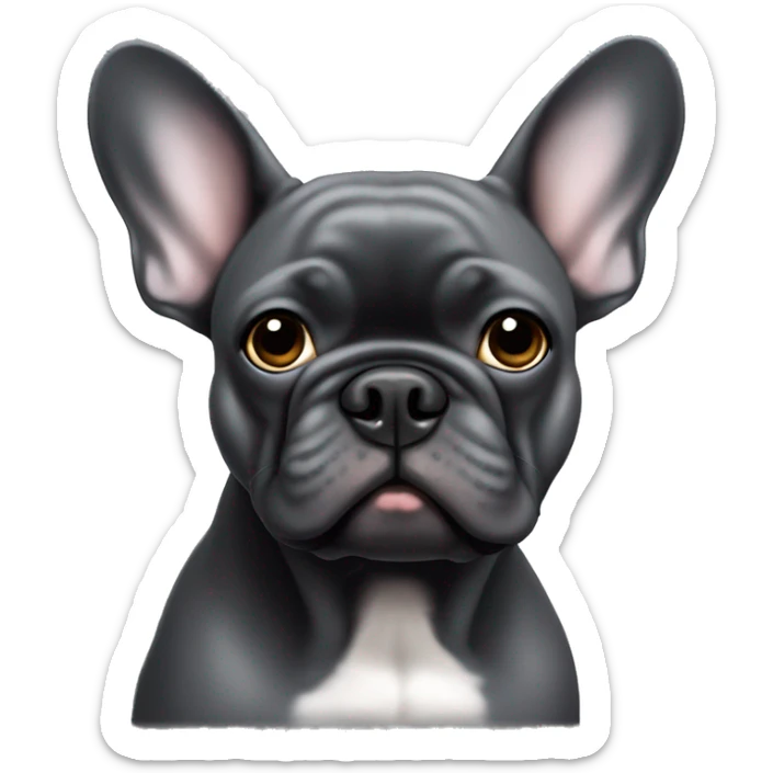 Dark gray French bulldog male, hazel eyes sticker