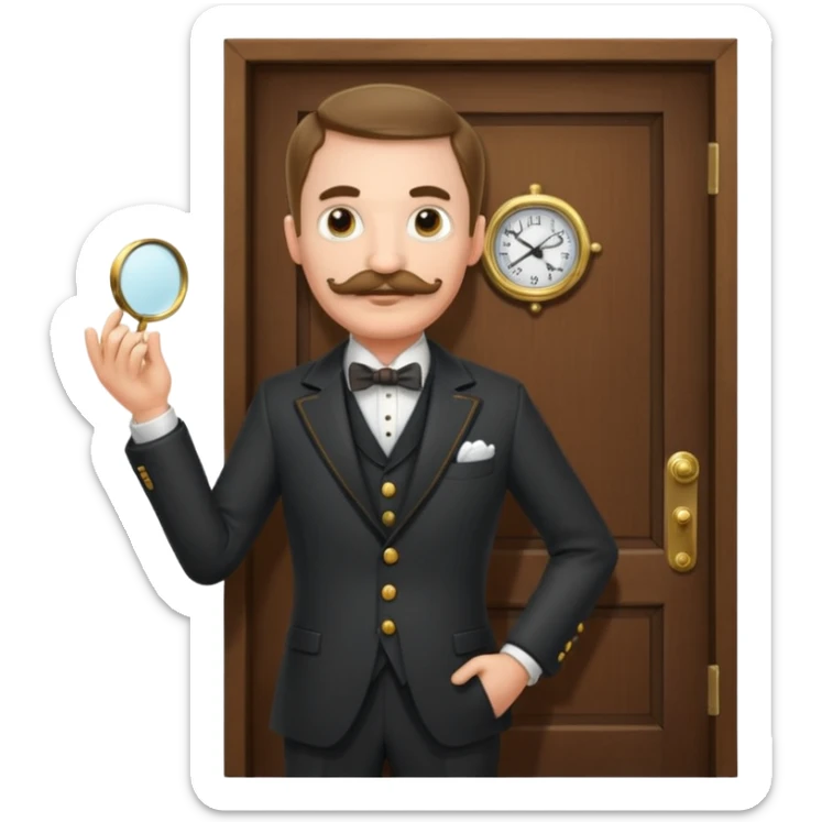 emoji of a gentleman with moustache and monocle standing nearby door welcoming you sticker