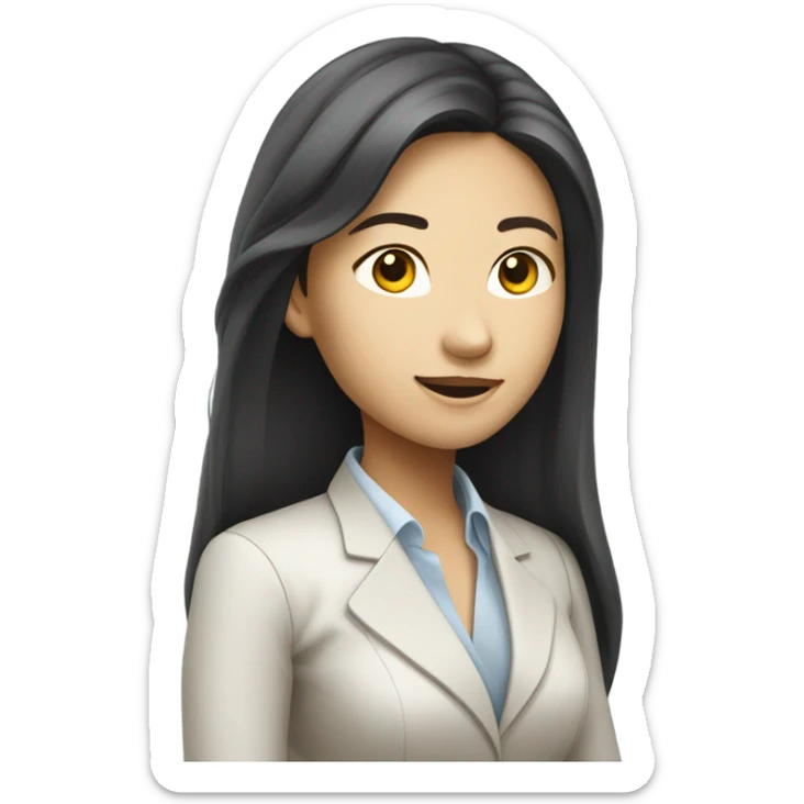 successful pretty long haired asian girl working in finance sticker