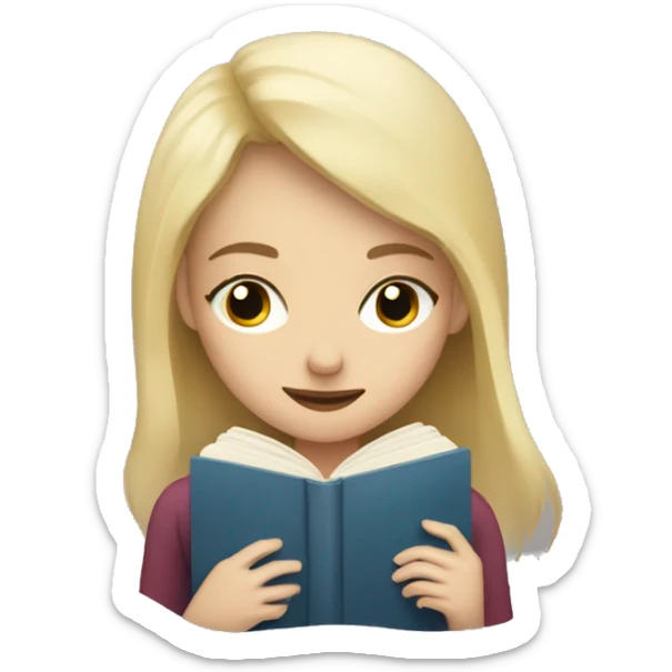 A white blonde woman hugging lovingly pile of books with tears in her eyes sticker
