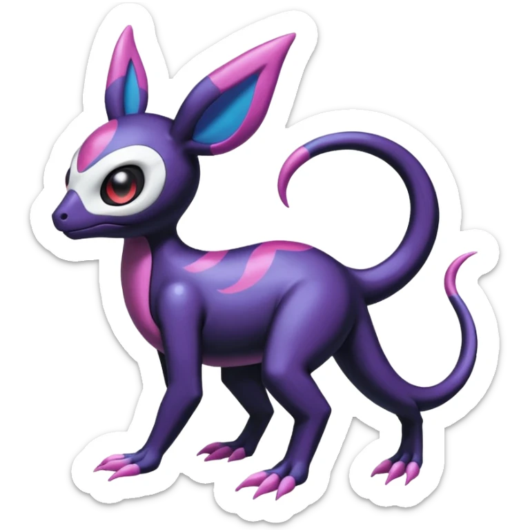 Shiny Duskull-Salandit-Sylveon-Fakémon-hybrid-creature (full body)  sticker