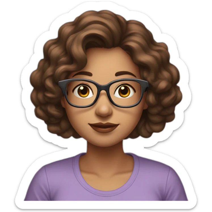 young-woman-with-glasses-and-medium-length-wavybrown-hair-halding-a-book-with-lilac-tshirt sticker