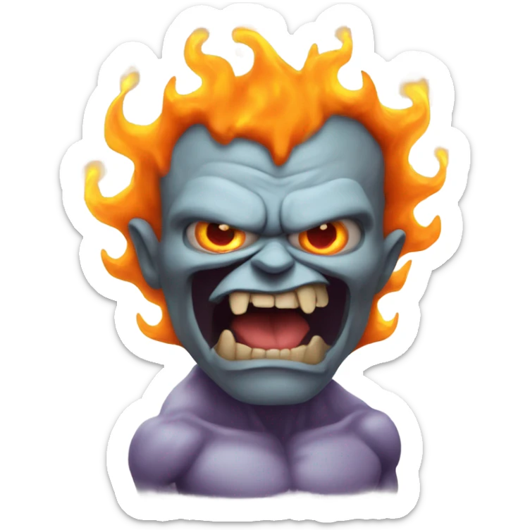 A very scary human Monster with Big muscle arms and flaming eyes  sticker