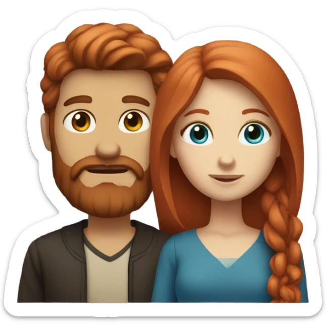 Redhead blue eyed girl and bearded mexican male couple sticker