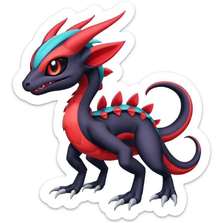 Colorful Exotic Meloetta-Salandit-Darkrai-Venom-Stitch-Fakémon-creature-hybrid sticker